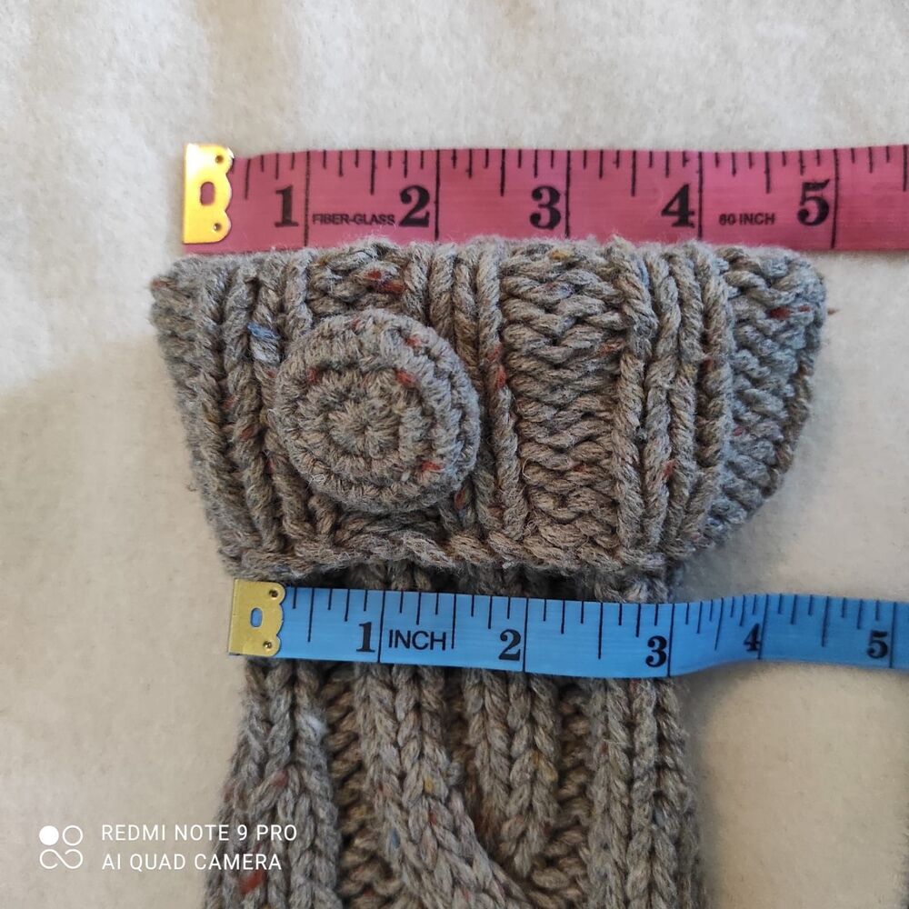 GAP Hand Knit Cable Mittens Women S/M Heather Gray Wool Blend Winter Gloves - Picture 4 of 13